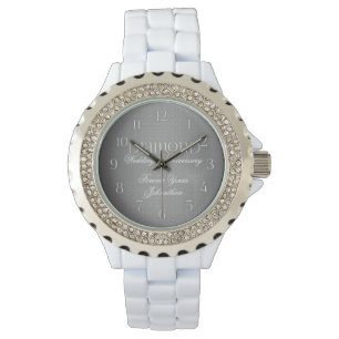 60th Diamond Wedding Annivsersary Silver Watch
