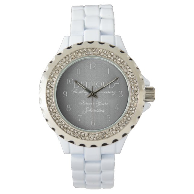 60th Diamond Wedding Annivsersary Silver Watch (Front)