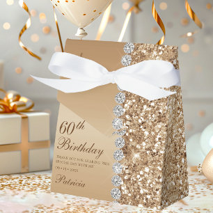 60th Elegant Gold Birthday Favor Box