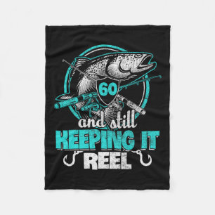 60th Fishing Funny Birthday Shirt Fisherman Keepin Fleece Blanket