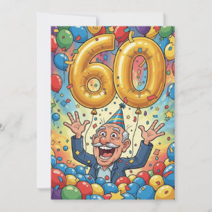60th Funny Grandpa in Birthday card Balloon Shower