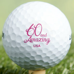 60th Gift for Friend Pink Amazing Custom Golf Balls