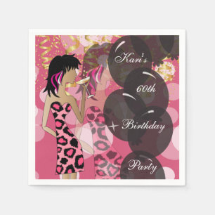 60th Girl Birthday Bash Party   Template   DIY Napkin