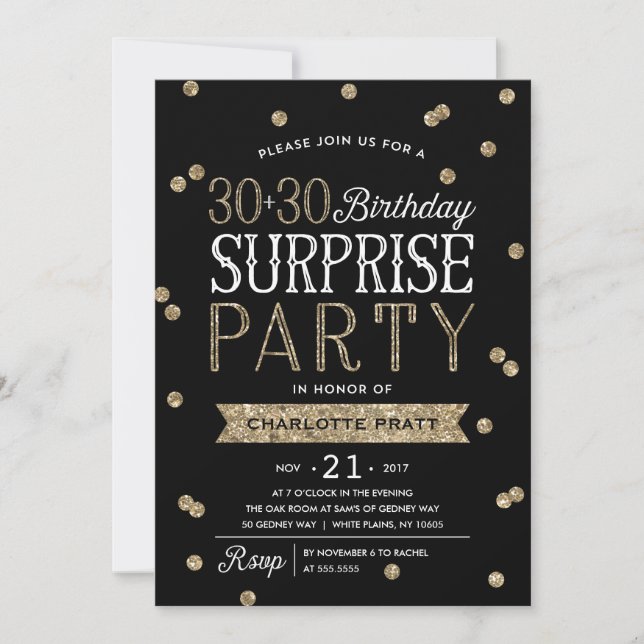 60th Glitter Confetti Surprise Party Invitation (Front)