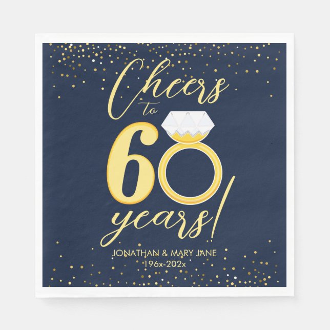 60th Gold Wedding Anniversary Cheers Napkin (Front)