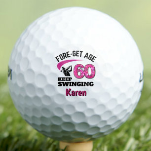 60th Golfer Gift for Sister - Keep Swinging Golf Balls