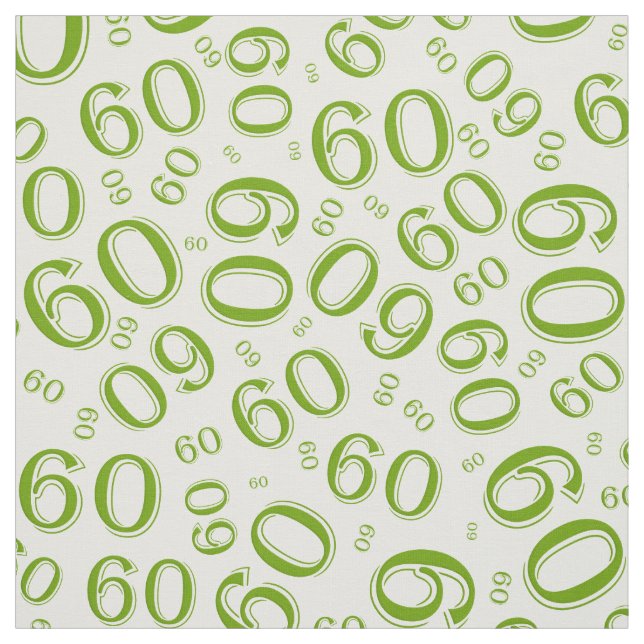 60th Green & White Random Number Pattern 60 Fabric (Swatch)