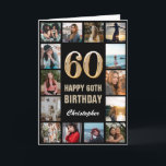 60th Happy Birthday Black and Gold Photo Collage Card<br><div class="desc">60th Happy Birthday Black and Gold Photo Collage Birthday Card. For further customization,  please click the "Customize it" button and use our design tool to modify this template.</div>