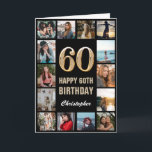 60th Happy Birthday Black and Gold Photo Collage Card<br><div class="desc">60th Happy Birthday Black and Gold Photo Collage Birthday Card. For further customization,  please click the "Customize it" button and use our design tool to modify this template.</div>