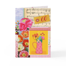 60th Happy Birthday Collage Floral art scrapbook