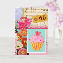 60th Happy Birthday Collage scrapbook cupcake