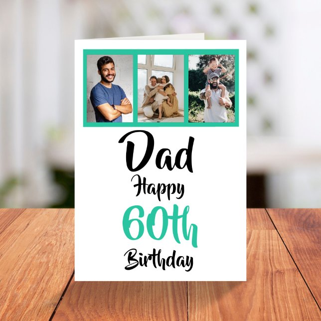 60th happy birthday Dad photo collage Card (Creator Uploaded)