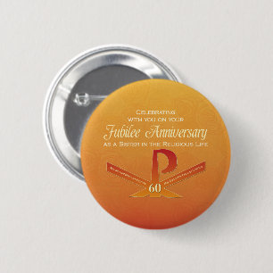 60th Jubilee Anniversary Nun Pax Cross, Orange 2 Inch Round Button