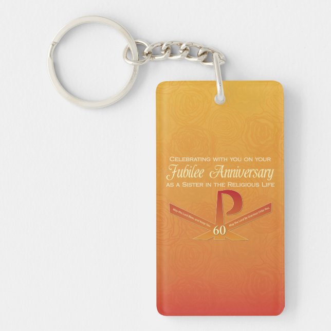 60th Jubilee Anniversary Nun Pax Cross, Orange Keychain (Front)