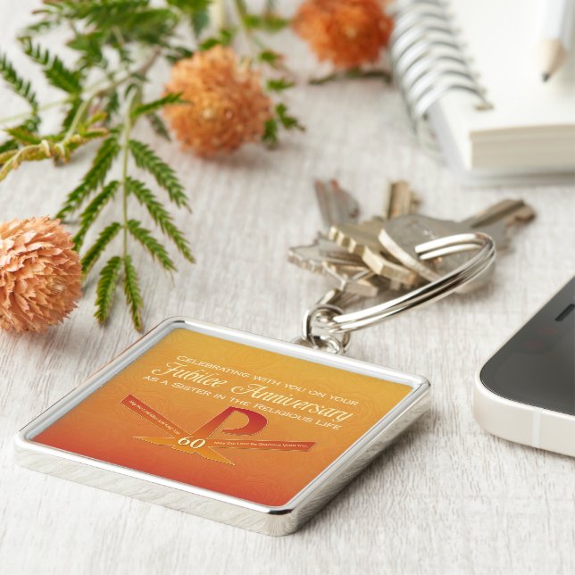 60th Jubilee Anniversary Nun Pax Cross, Orange Keychain (Side)