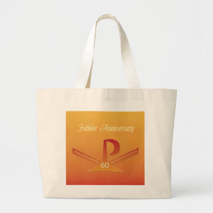 60th Jubilee Anniversary Nun Pax Cross, Orange Large Tote Bag