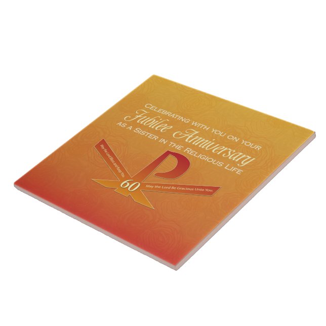 60th Jubilee Anniversary Nun Pax Cross, Orange Tile (Side)