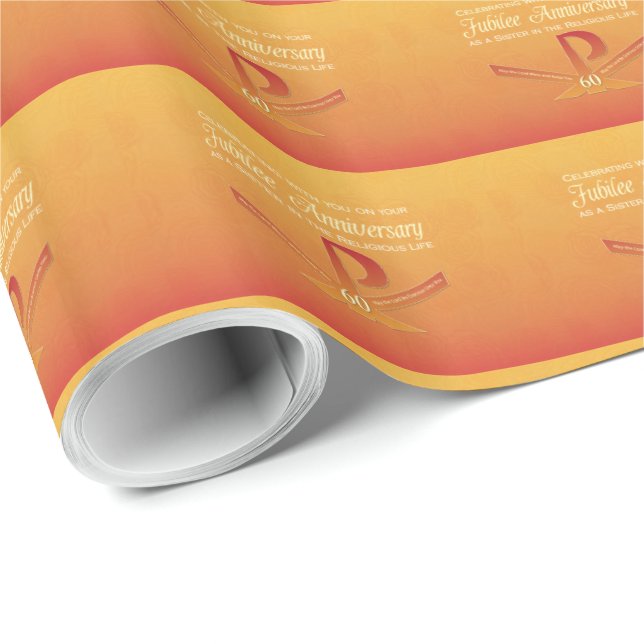 60th Jubilee Anniversary Nun Pax Cross, Orange Wrapping Paper (Roll Corner)