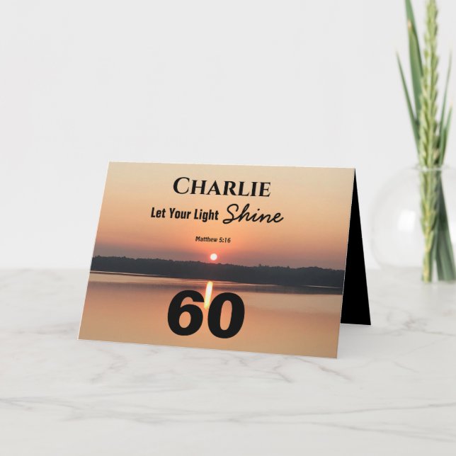 60th Let Your Light Shine Birthday Bible Quote Card (Front)