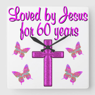 60TH LOVING JESUS SQUARE WALL CLOCK