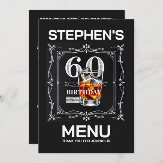 60th menu invitation