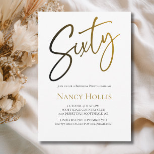 60th Modern Elegant Script Birthday Party Invitation