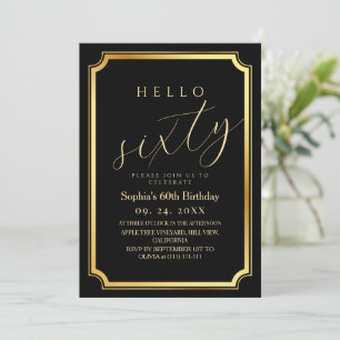 60th Modern & Minimal Black Birthday Party Invitation