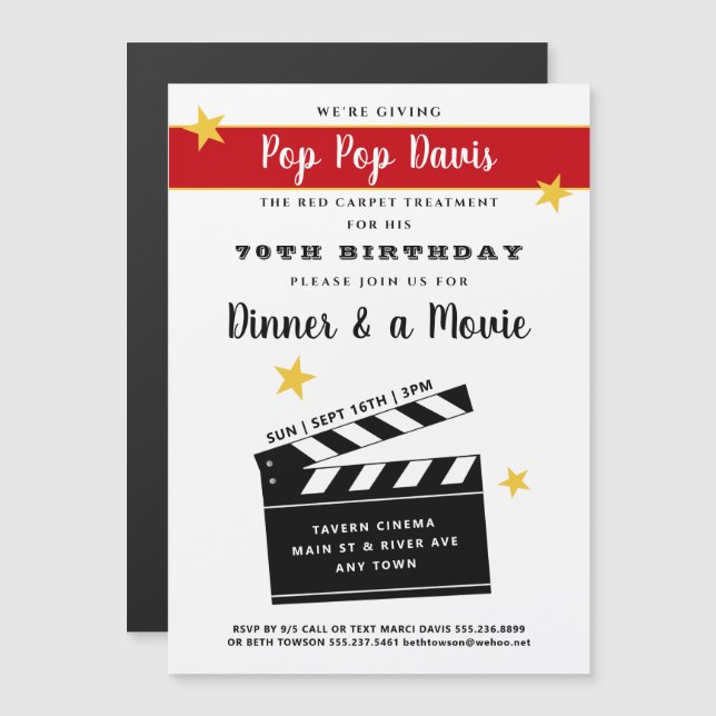60th or Any Birthday Party Invitation Magnet (Front/Back)