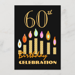60th or Any Year Birthday Gold Candles Budget C07 Invitation