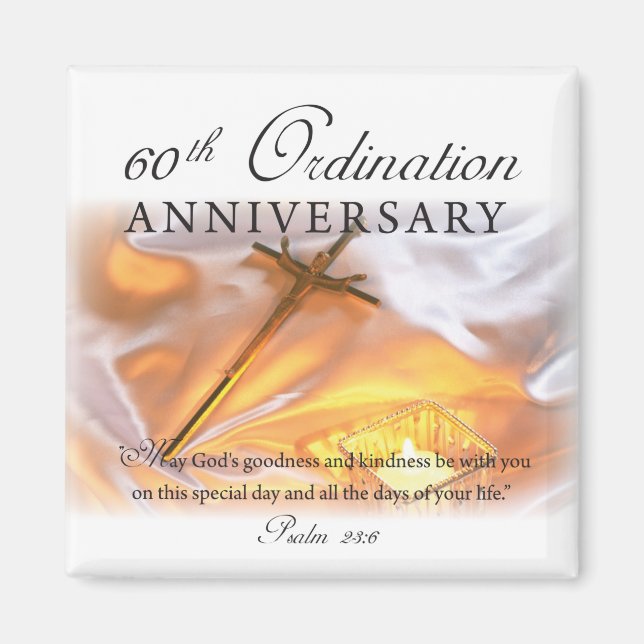 60th Ordination Anniversary, Cross Candle Magnet (Front)