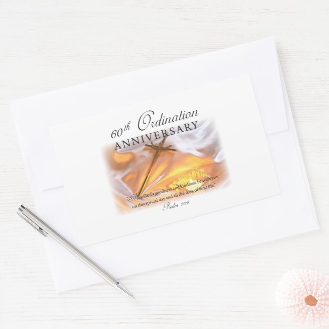60th Ordination Anniversary, Cross Candle Sticker (Envelope)