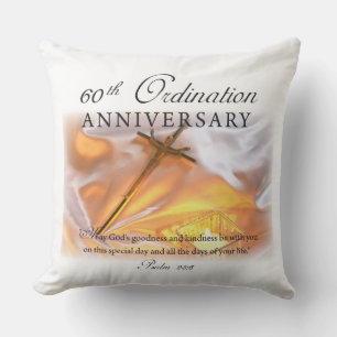 60th Ordination Anniversary, Cross Candle Throw Pillow