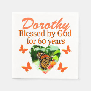 60TH PERSONALIZED BUTTERFLY CHRISTIAN NAPKINS