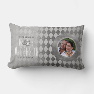 60th PHOTO Wedding Anniversary Diamond Jubilee Lumbar Pillow