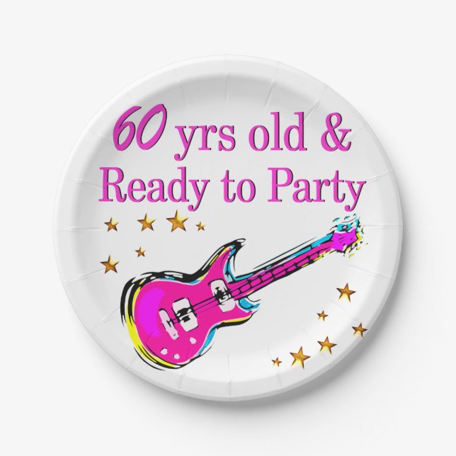 60TH ROCK STAR PAPER PLATE (Front)