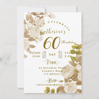 60th Rose Garden Birthday Invitation