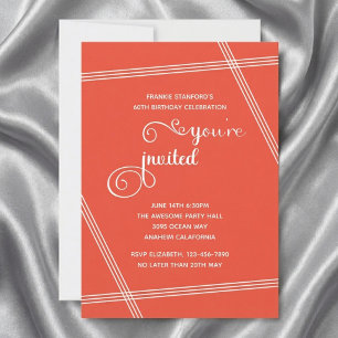60th Simple Modern Elegant Birthday Party Invites