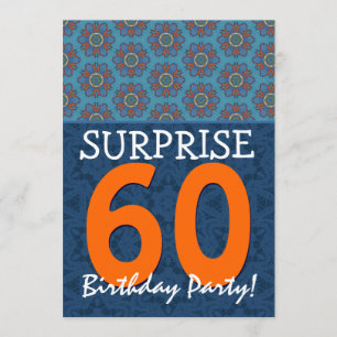 60th Surprise Birthday Blue and Orange Template