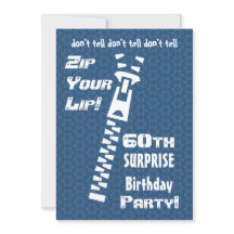 60th SURPRISE Birthday Blue Stars Zip Your Lip
