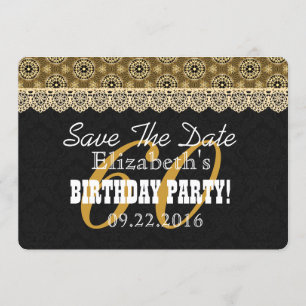 60th SURPRISE Birthday For Her A02 Black and Gold Save The Date