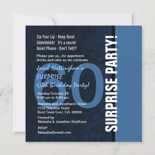 60th SURPRISE Birthday Modern Midnight Blue W101 Invitation