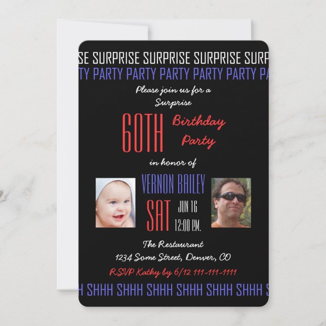 60th Surprise Birthday Party for Men His Photos Invitation (Front)