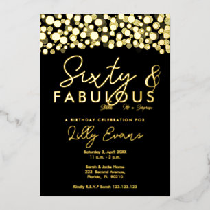 60th surprise birthday party invitation elegant