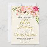 60th Surprise Birthday Women Birthday Invitation<br><div class="desc">Celebrate a special milestone birthday with this beautiful watercolor roses botanical birthday party invitation that features floral borders on each side of the elegantly placed text. Colours include pale blush pink, deep burgundy red and plum mixed with ethereal greenery and tiny white accent flowers. Personalize the text template with your...</div>