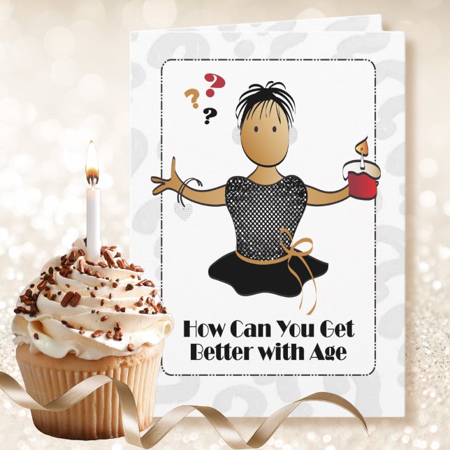 60th Sweet Cute Ethnic Female Cartoon Birthday   Card (Creator Uploaded)