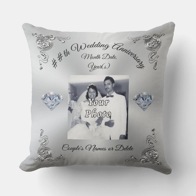 60th to 75th Wedding Anniversary Gift Personalized Throw Pillow (Front)