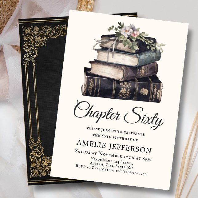 60th | Vintage Victorian Book Birthday  Invitation (Creator Uploaded)