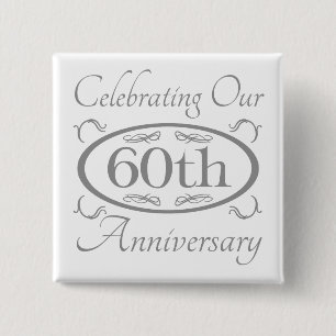 60th Wedding Anniversary 2 Inch Square Button