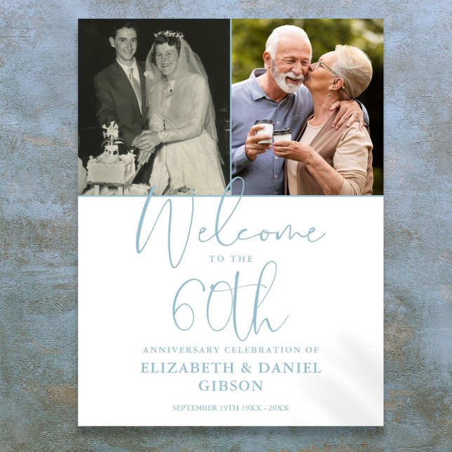 60th Wedding Anniversary 2 Photo Welcome Sign (60th Wedding Anniversary 2 Photo Welcome Sign)