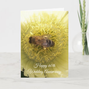 60th Wedding Anniversary Bee On Yellow Flower Card